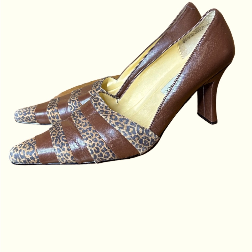 Monzo and Franco Women’s Brown and Cheetah Print Heels 9.5